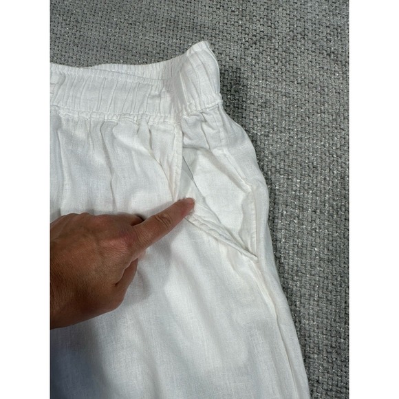 C&C California Pants Womens Small‎ White Linen Blend Wide Leg Coastal Ankle - Picture 9 of 11